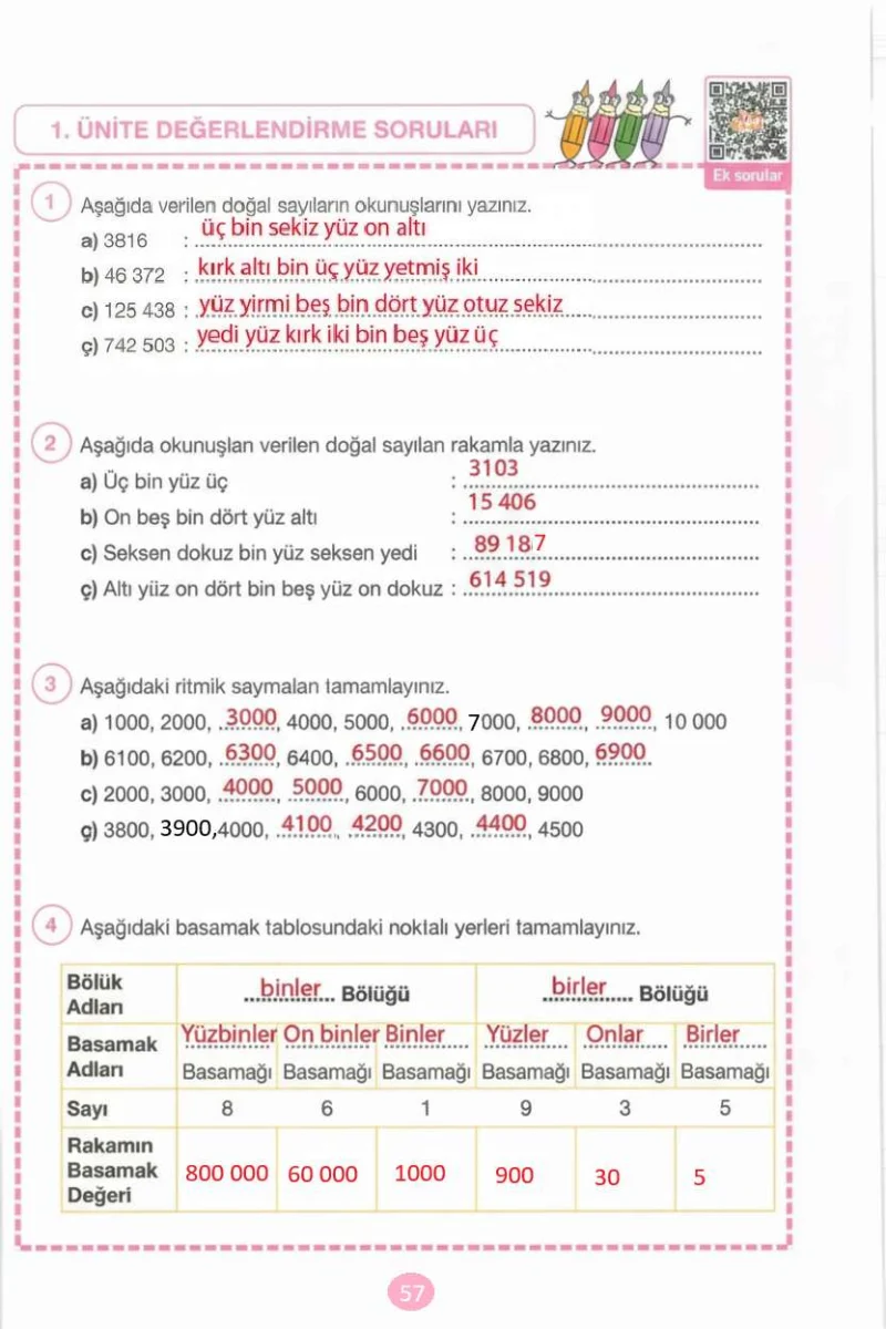 4. Sınıf Matematik Ders Kitabı Cevapları Pasifik Yayınları Sayfa 57 Çözüm Görseli