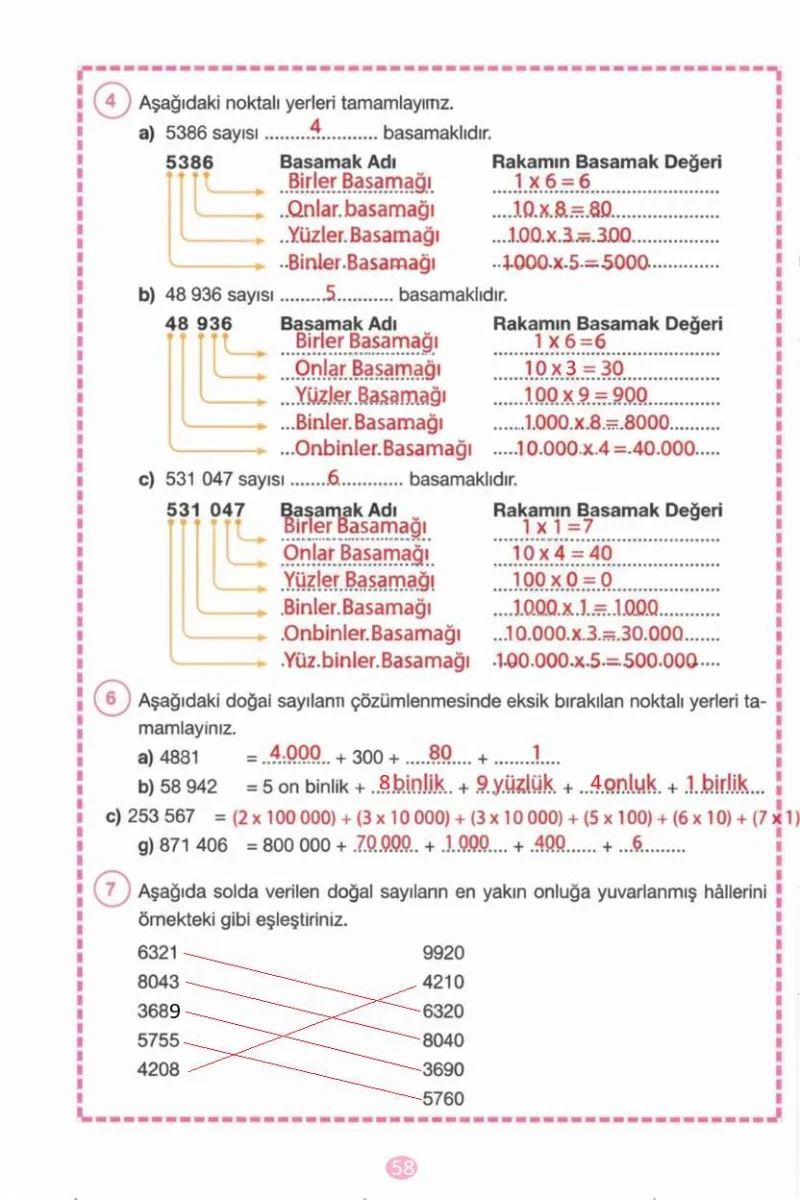 4. Sınıf Matematik Ders Kitabı Cevapları Pasifik Yayınları Sayfa 58 Çözüm Görseli