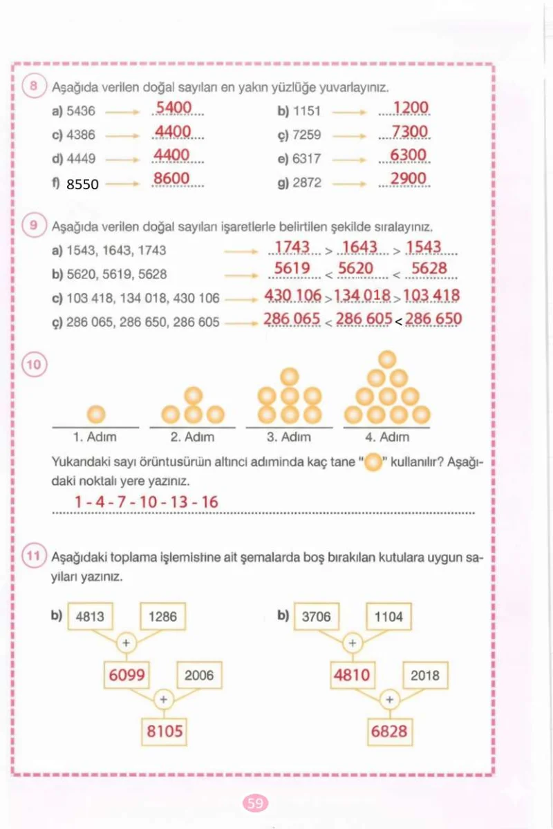 4. Sınıf Matematik Ders Kitabı Cevapları Pasifik Yayınları Sayfa 59 Çözüm Görseli