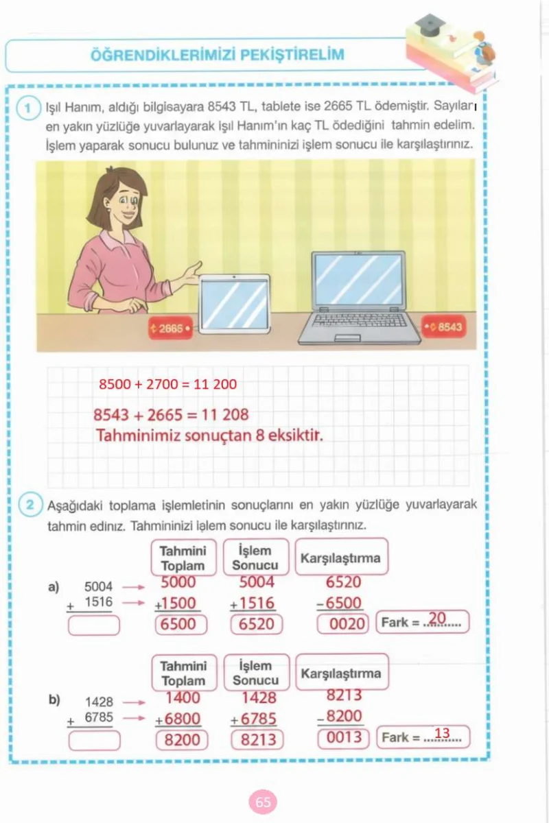 4. Sınıf Matematik Ders Kitabı Cevapları Pasifik Yayınları Sayfa 65 Çözüm Görseli