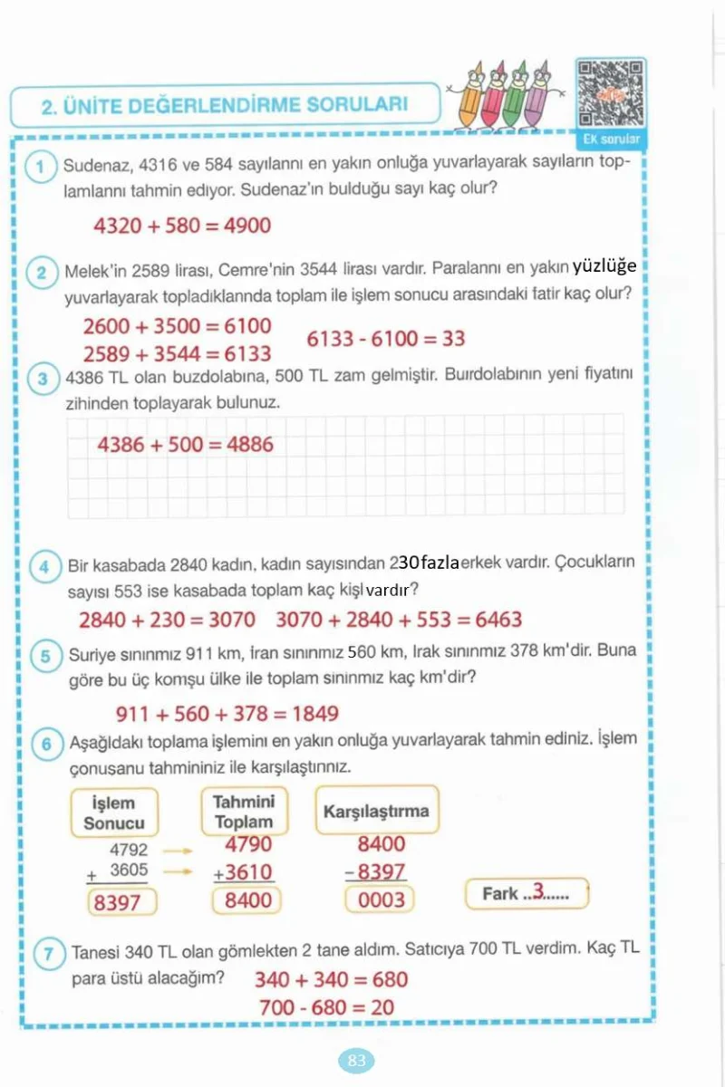 4. Sınıf Matematik Ders Kitabı Cevapları Pasifik Yayınları Sayfa 83 Çözüm Görseli