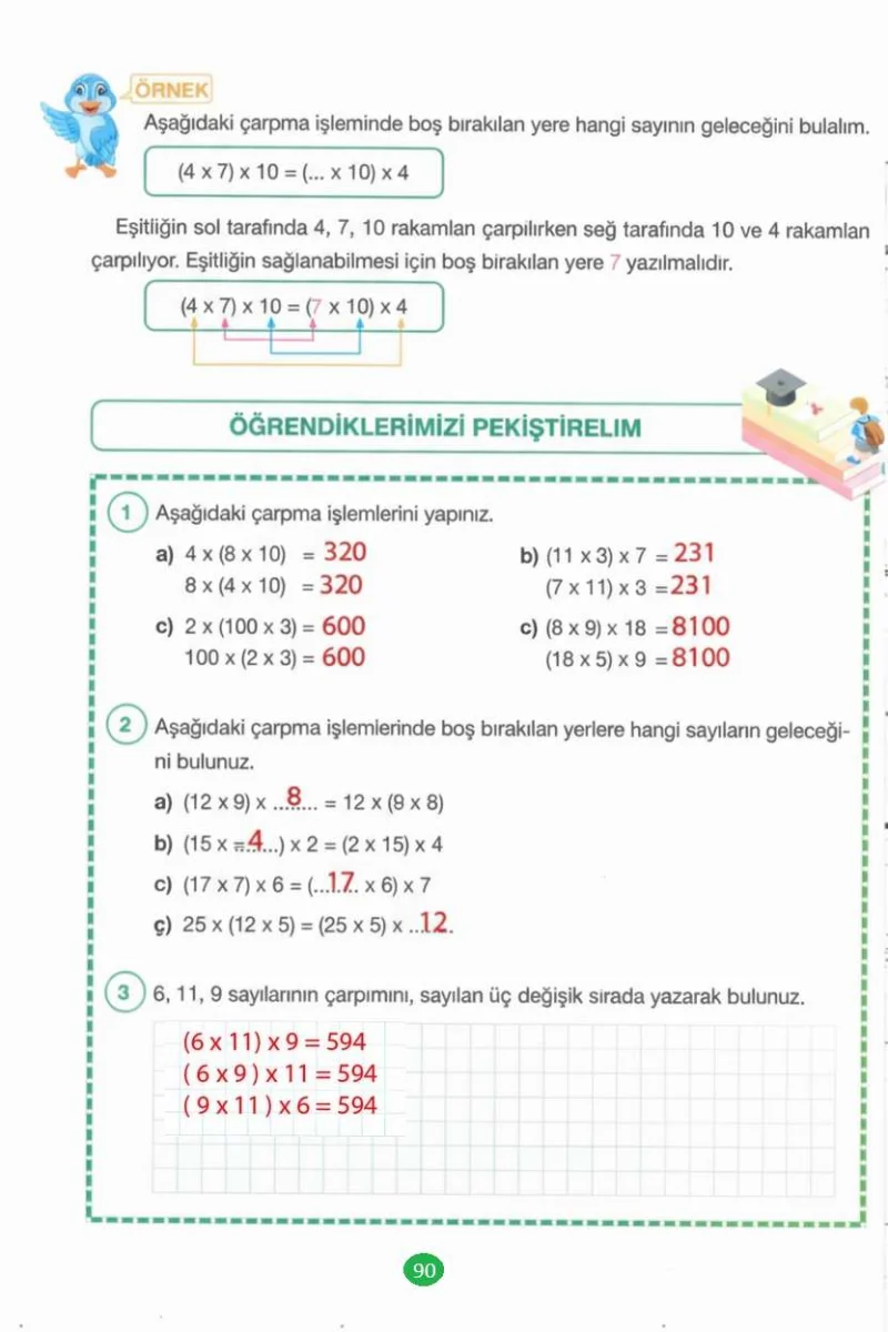 4. Sınıf Matematik Ders Kitabı Cevapları Pasifik Yayınları Sayfa 90 Çözüm Görseli