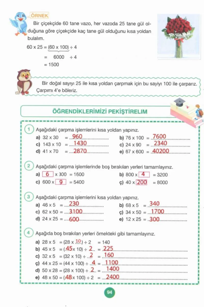 4. Sınıf Matematik Ders Kitabı Cevapları Pasifik Yayınları Sayfa 94 Çözüm Görseli