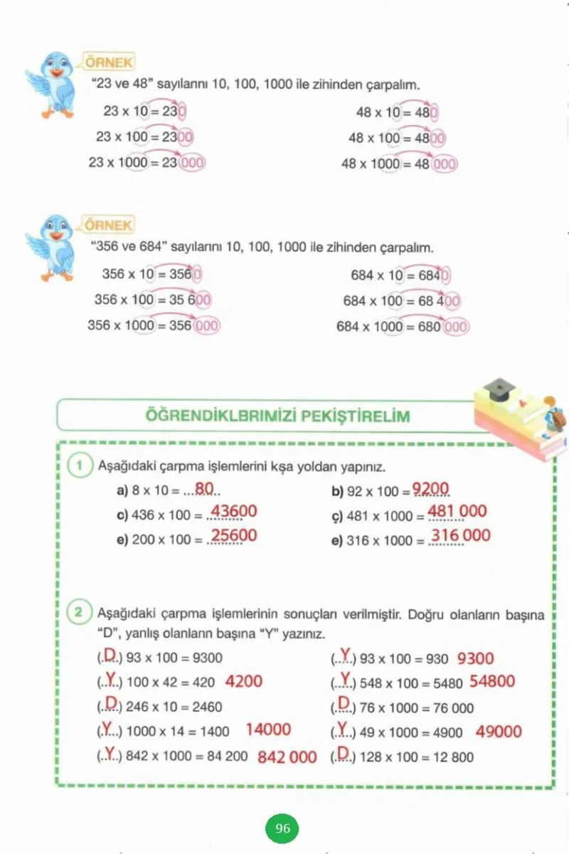 4. Sınıf Matematik Ders Kitabı Cevapları Pasifik Yayınları Sayfa 96 Çözüm Görseli