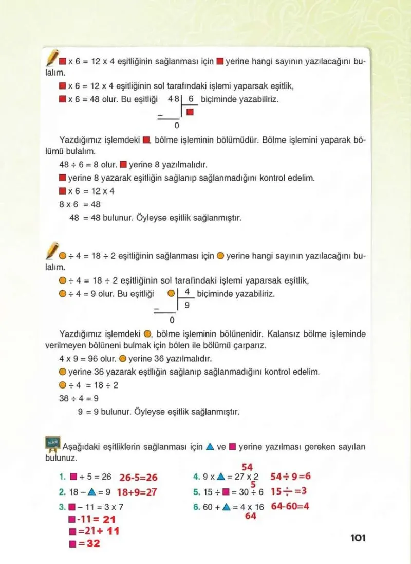 4. Sınıf Matematik Ders Kitabı Cevapları Sevgi Yayınları Sayfa 101 Çözüm Görseli