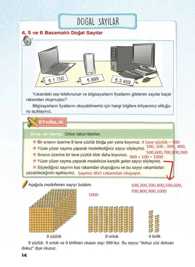 4. Sınıf Matematik Ders Kitabı Cevapları Sevgi Yayınları Sayfa 14 Çözüm Görseli