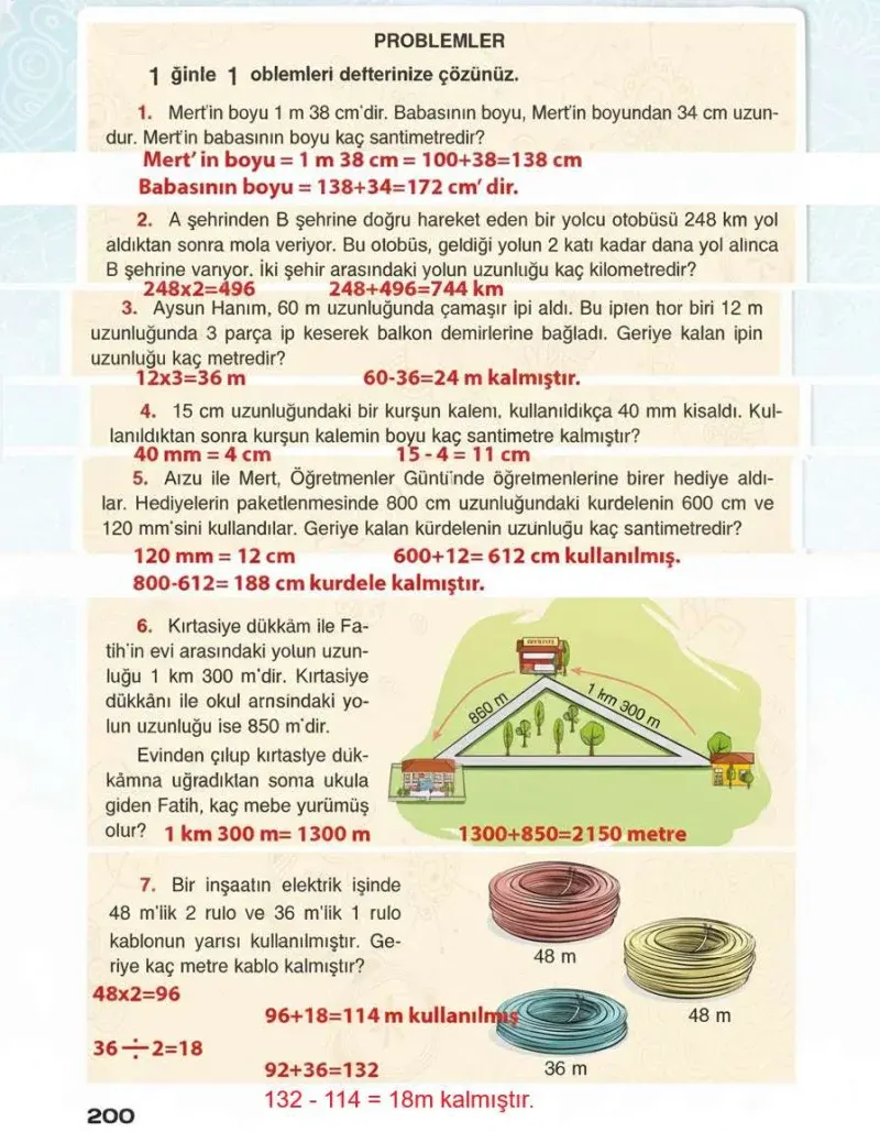 4. Sınıf Matematik Ders Kitabı Cevapları Sevgi Yayınları Sayfa 200 Çözüm Görseli