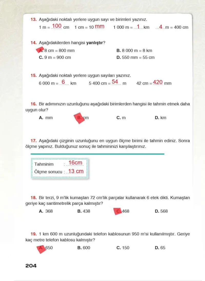 4. Sınıf Matematik Ders Kitabı Cevapları Sevgi Yayınları Sayfa 204 Çözüm Görseli