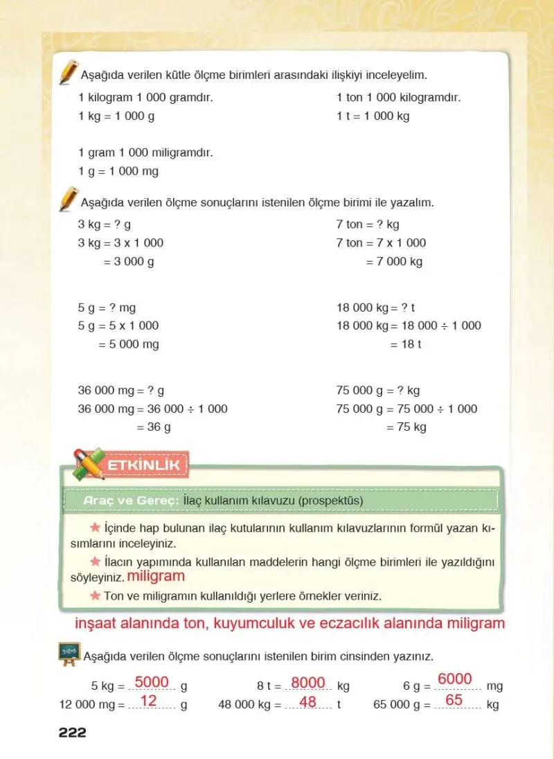 4. Sınıf Matematik Ders Kitabı Cevapları Sevgi Yayınları Sayfa 222 Çözüm Görseli