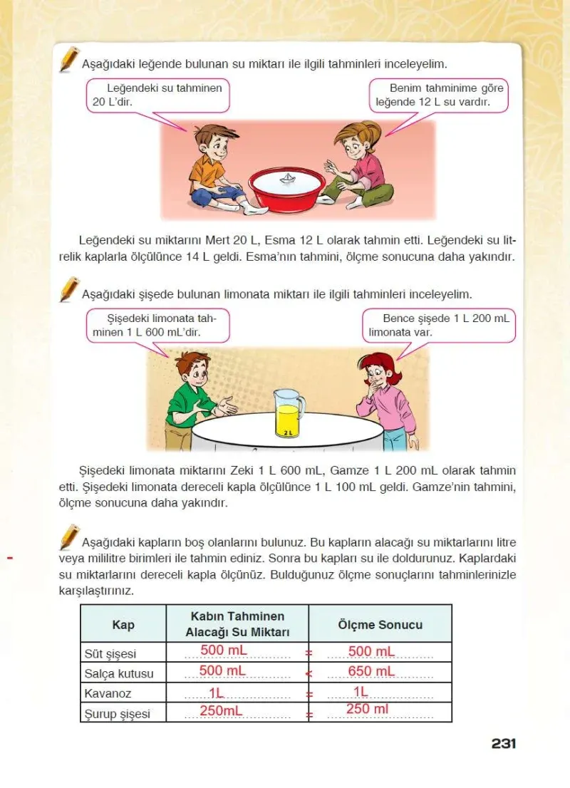 4. Sınıf Matematik Ders Kitabı Cevapları Sevgi Yayınları Sayfa 231 Çözüm Görseli