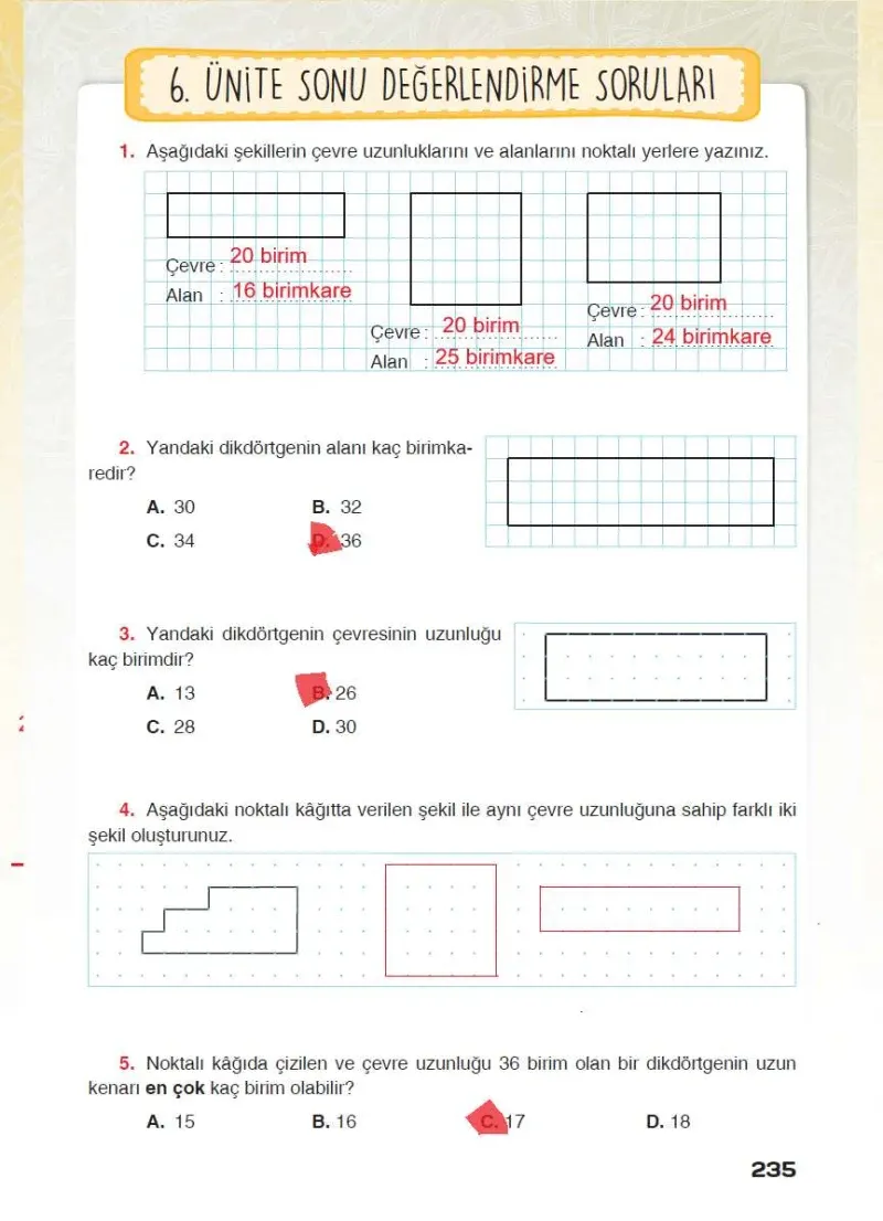 4. Sınıf Matematik Ders Kitabı Cevapları Sevgi Yayınları Sayfa 235 Çözüm Görseli