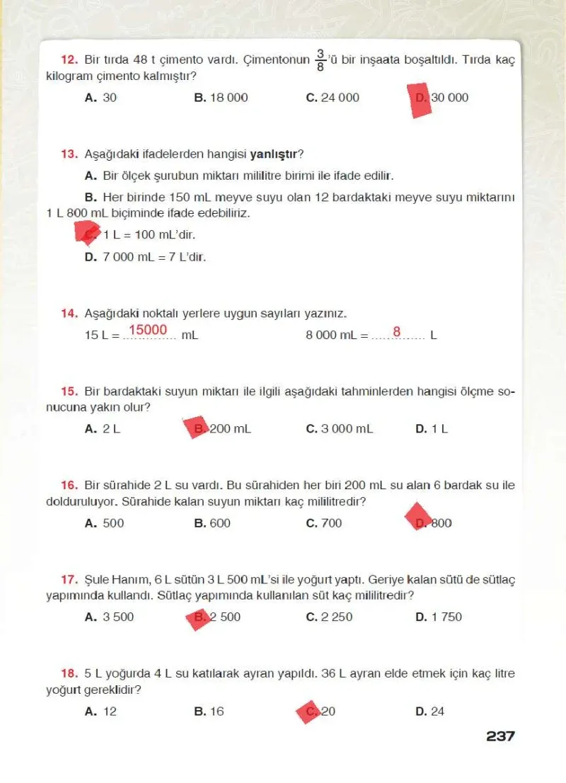 4. Sınıf Matematik Ders Kitabı Cevapları Sevgi Yayınları Sayfa 237 Çözüm Görseli