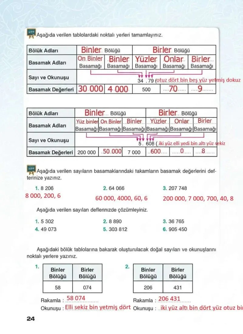 4. Sınıf Matematik Ders Kitabı Cevapları Sevgi Yayınları Sayfa 24 Çözüm Görseli