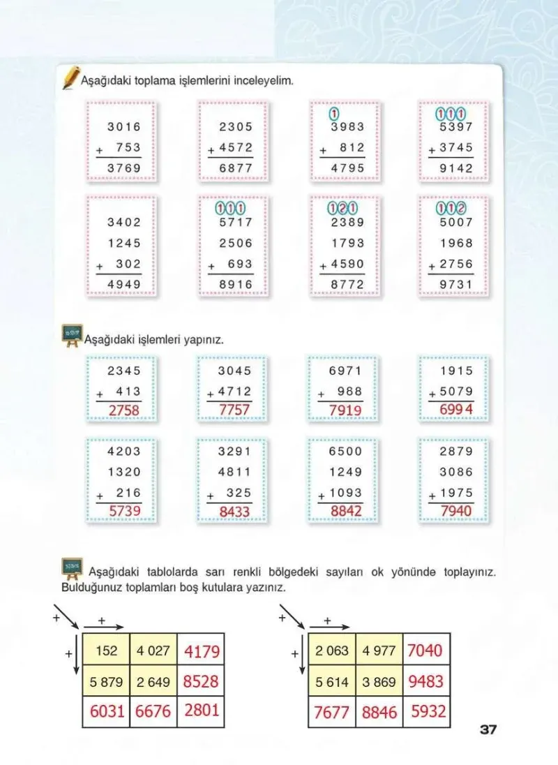 4. Sınıf Matematik Ders Kitabı Cevapları Sevgi Yayınları Sayfa 37 Çözüm Görseli