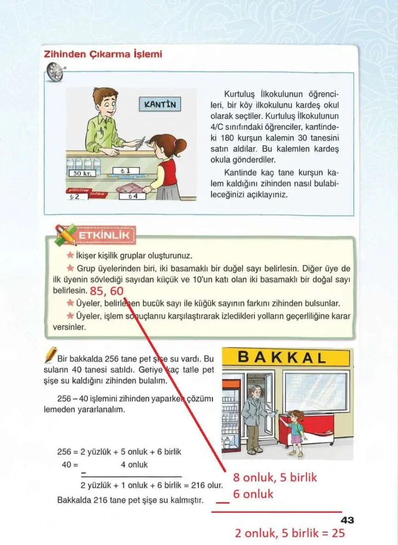 4. Sınıf Matematik Ders Kitabı Cevapları Sevgi Yayınları Sayfa 43 Çözüm Görseli