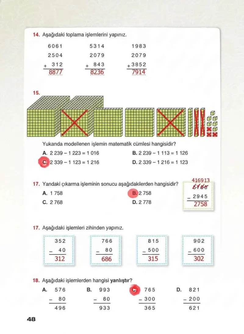 4. Sınıf Matematik Ders Kitabı Cevapları Sevgi Yayınları Sayfa 48 Çözüm Görseli