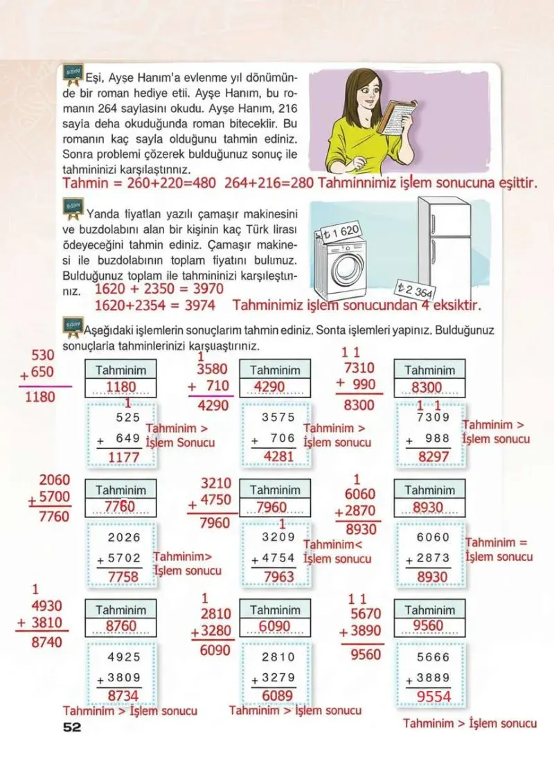 4. Sınıf Matematik Ders Kitabı Cevapları Sevgi Yayınları Sayfa 52 Çözüm Görseli