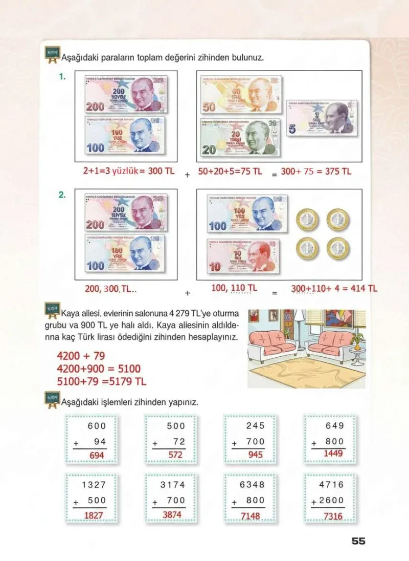 4. Sınıf Matematik Ders Kitabı Cevapları Sevgi Yayınları Sayfa 55 Çözüm Görseli