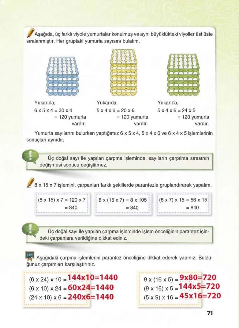 4. Sınıf Matematik Ders Kitabı Cevapları Sevgi Yayınları Sayfa 71 Çözüm Görseli