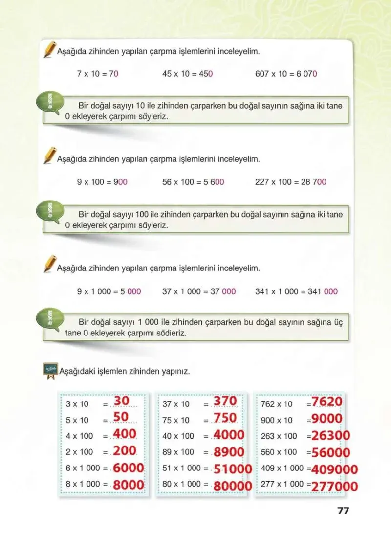 4. Sınıf Matematik Ders Kitabı Cevapları Sevgi Yayınları Sayfa 77 Çözüm Görseli