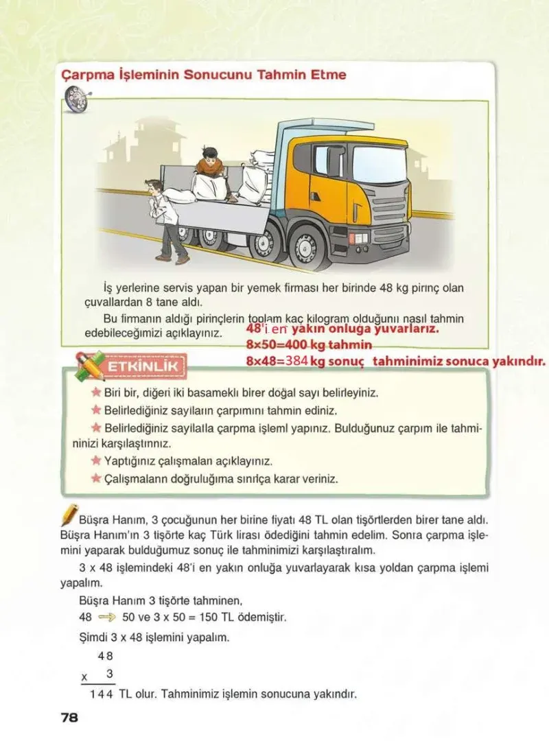 4. Sınıf Matematik Ders Kitabı Cevapları Sevgi Yayınları Sayfa 78 Çözüm Görseli