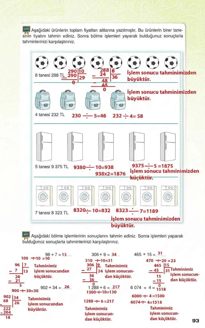 4. Sınıf Matematik Ders Kitabı Cevapları Sevgi Yayınları Sayfa 93 Çözüm Görseli