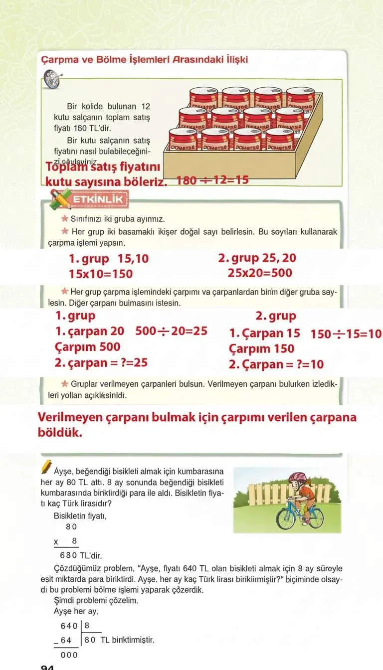 4. Sınıf Matematik Ders Kitabı Cevapları Sevgi Yayınları Sayfa 94 Çözüm Görseli