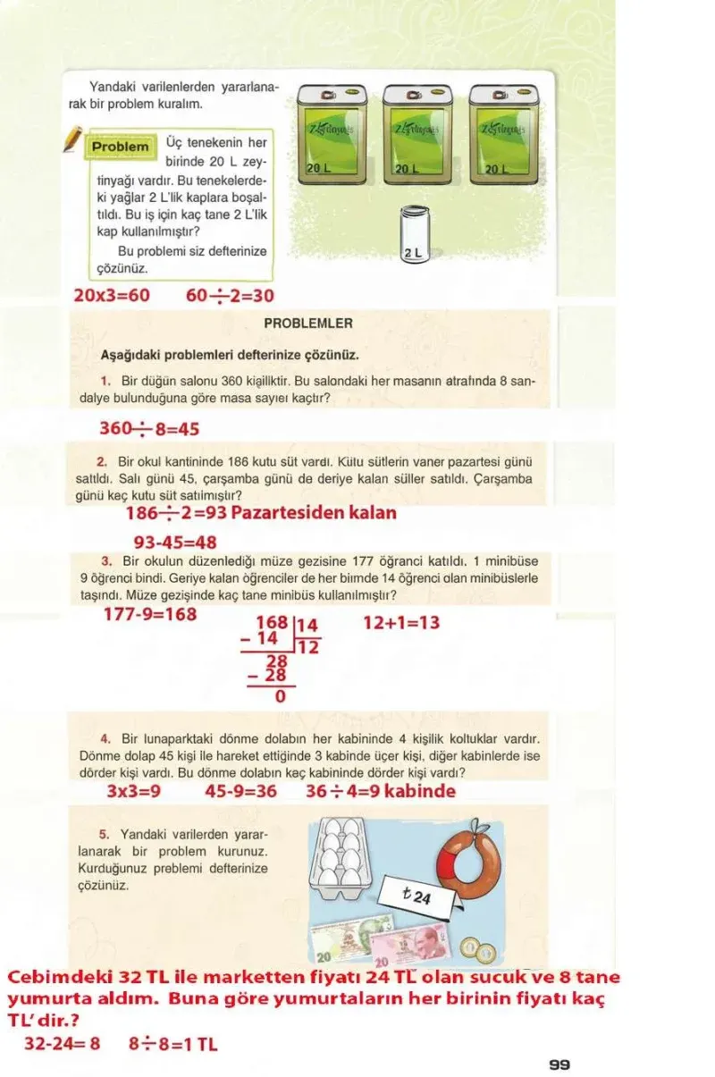 4. Sınıf Matematik Ders Kitabı Cevapları Sevgi Yayınları Sayfa 99 Çözüm Görseli