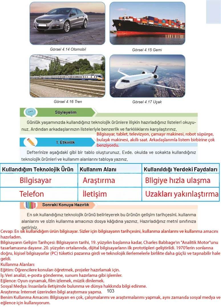 4. Sınıf Sosyal Bilgiler Ders Kitabı Cevapları Ferman Yayınları Sayfa 103 Çözüm Görseli
