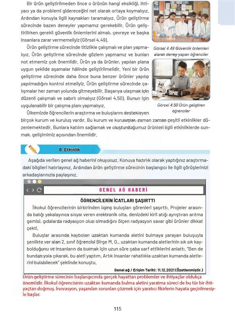 4. Sınıf Sosyal Bilgiler Ders Kitabı Cevapları Ferman Yayınları Sayfa 115 Çözüm Görseli