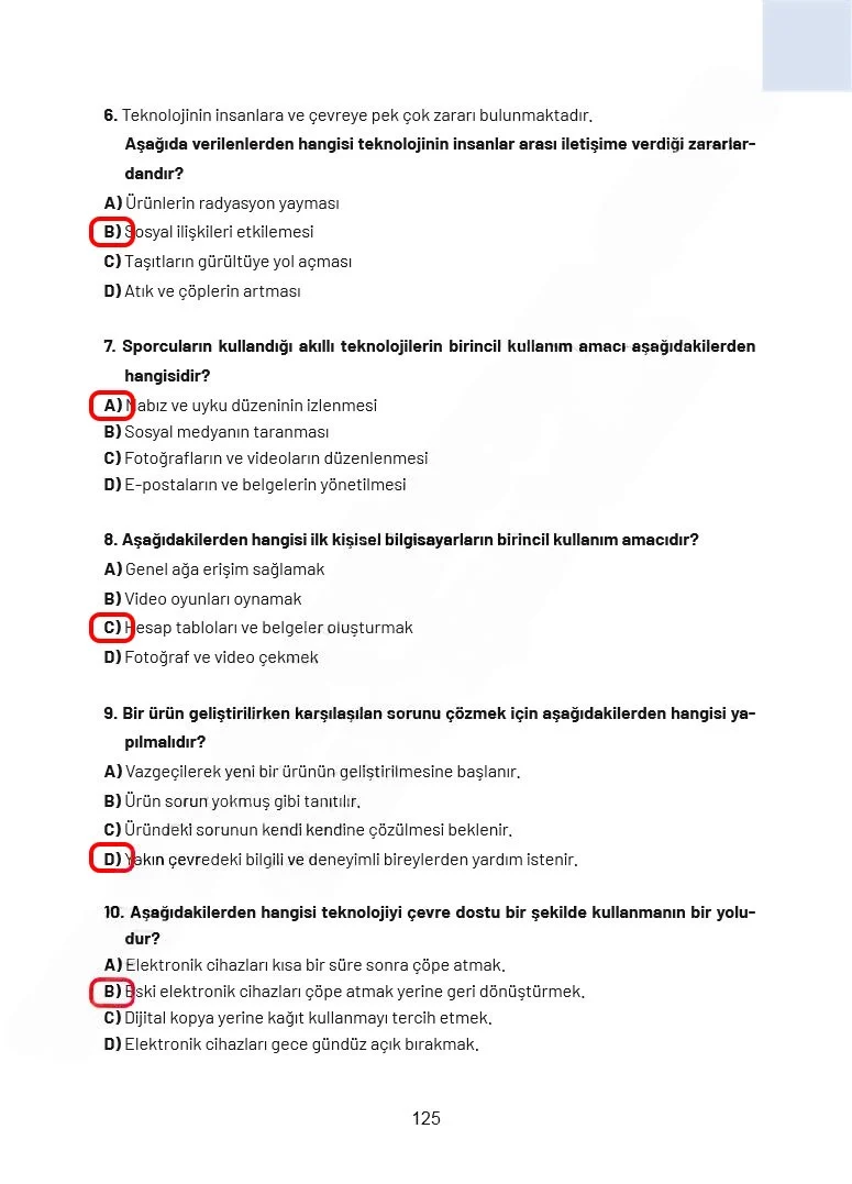 4. Sınıf Sosyal Bilgiler Ders Kitabı Cevapları Ferman Yayınları Sayfa 125 Çözüm Görseli