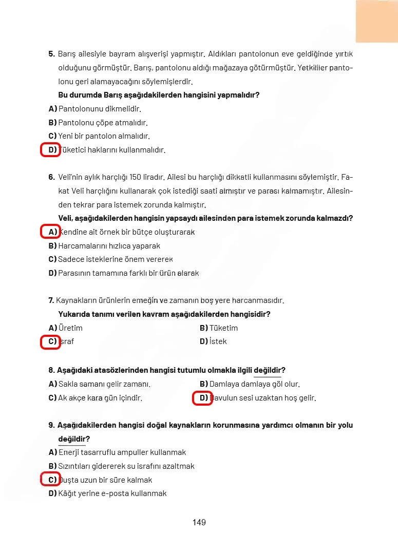 4. Sınıf Sosyal Bilgiler Ders Kitabı Cevapları Ferman Yayınları Sayfa 149 Çözüm Görseli