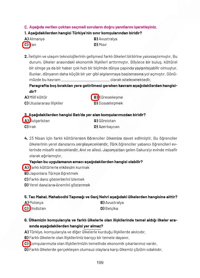 4. Sınıf Sosyal Bilgiler Ders Kitabı Cevapları Ferman Yayınları Sayfa 199 Çözüm Görseli