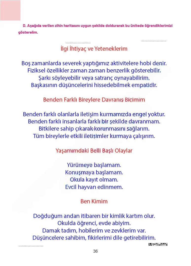 4. Sınıf Sosyal Bilgiler Ders Kitabı Cevapları Ferman Yayınları Sayfa 36 Çözüm Görseli
