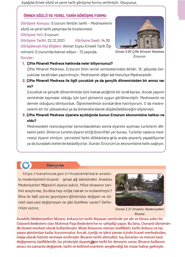 4. Sınıf Sosyal Bilgiler Ders Kitabı Cevapları Ferman Yayınları Sayfa 45 Çözüm Görseli
