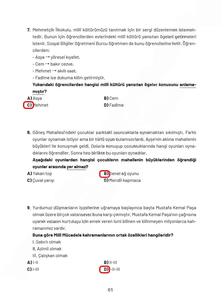 4. Sınıf Sosyal Bilgiler Ders Kitabı Cevapları Ferman Yayınları Sayfa 61 Çözüm Görseli