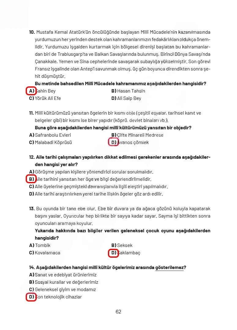 4. Sınıf Sosyal Bilgiler Ders Kitabı Cevapları Ferman Yayınları Sayfa 62 Çözüm Görseli