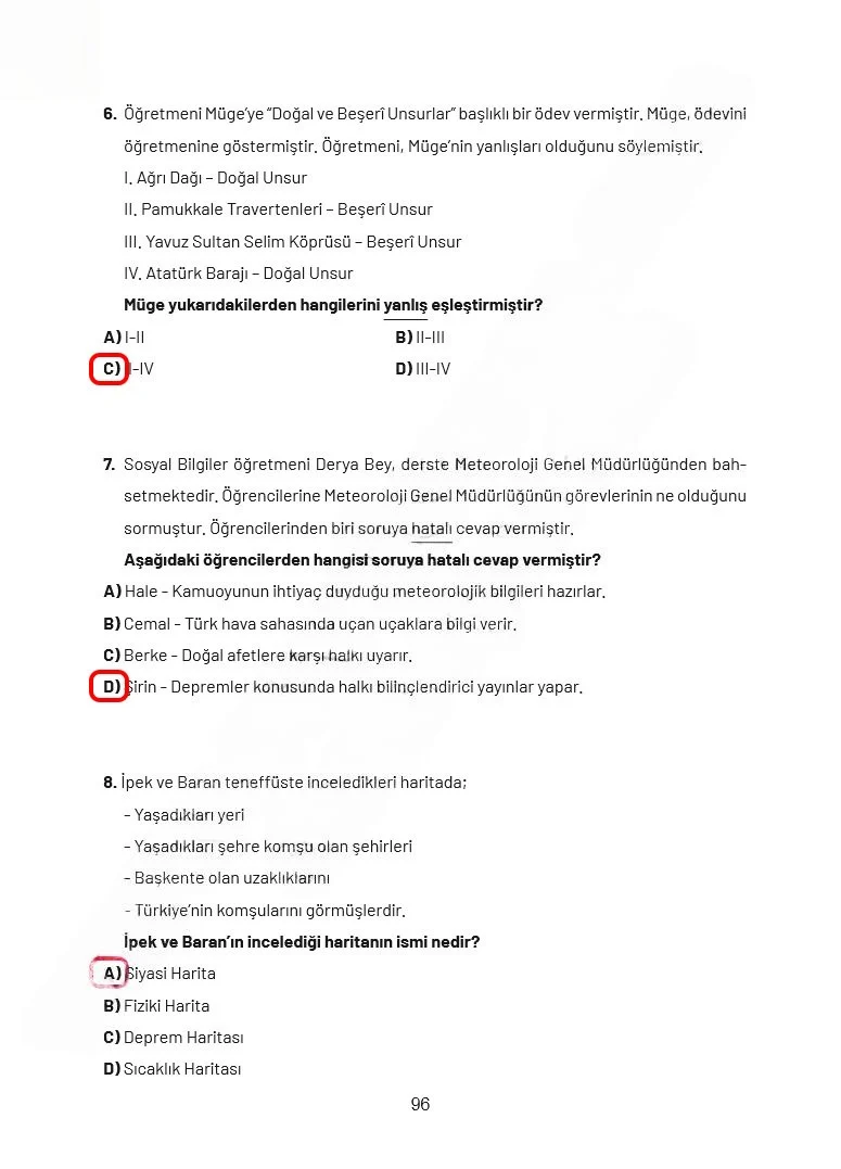4. Sınıf Sosyal Bilgiler Ders Kitabı Cevapları Ferman Yayınları Sayfa 96 Çözüm Görseli