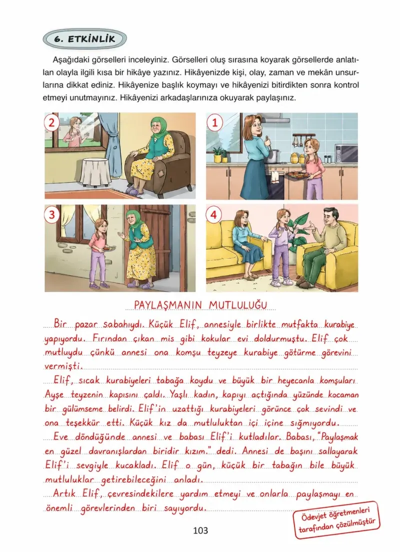4. Sınıf Türkçe Ders Kitabı Cevapları Ada Yayınları Sayfa 103 Çözüm Görseli