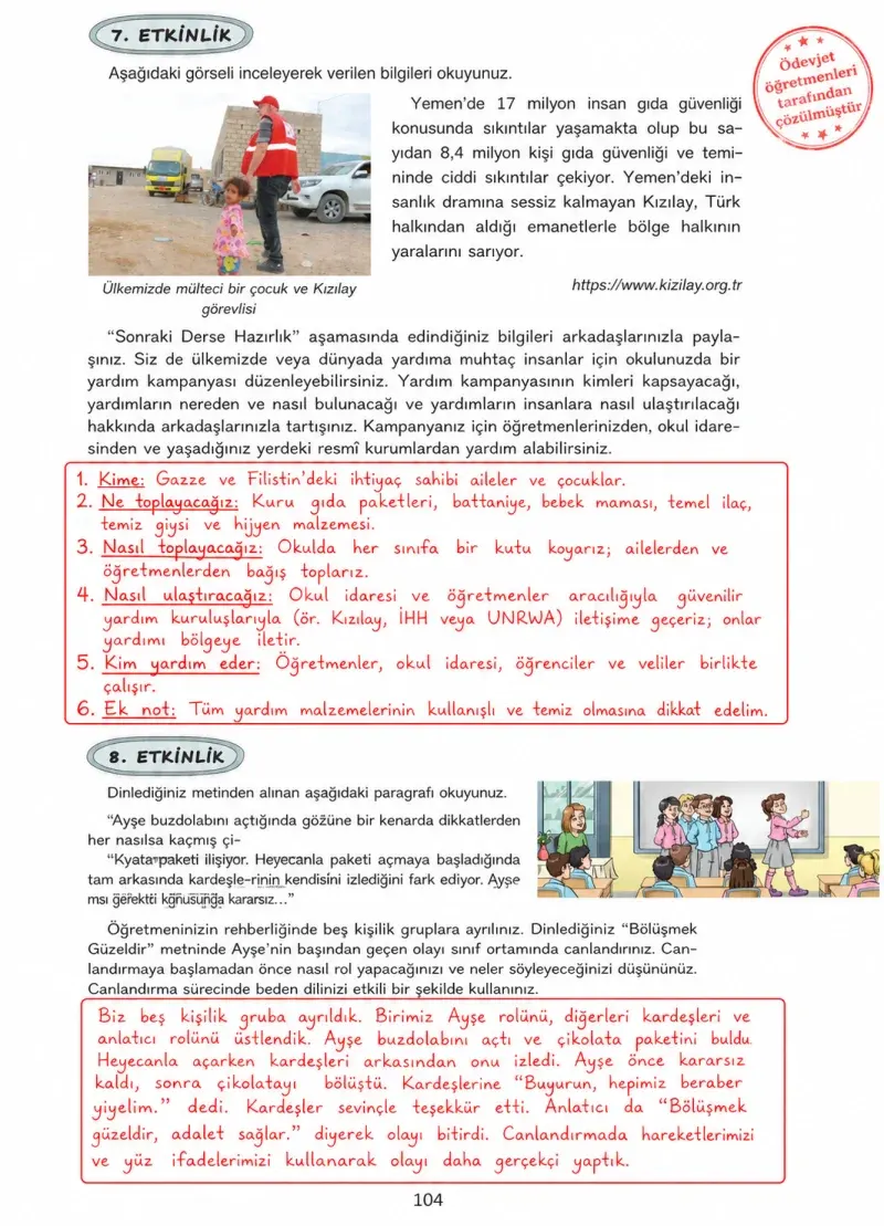 4. Sınıf Türkçe Ders Kitabı Cevapları Ada Yayınları Sayfa 104 Çözüm Görseli
