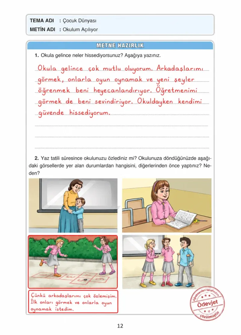 4. Sınıf Türkçe Ders Kitabı Cevapları Ada Yayınları Sayfa 12 Çözüm Görseli