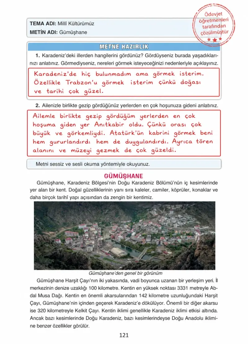 4. Sınıf Türkçe Ders Kitabı Cevapları Ada Yayınları Sayfa 121 Çözüm Görseli
