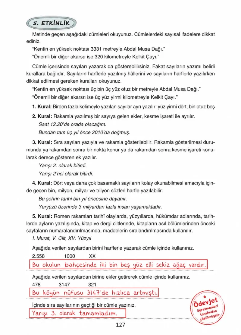 4. Sınıf Türkçe Ders Kitabı Cevapları Ada Yayınları Sayfa 127 Çözüm Görseli