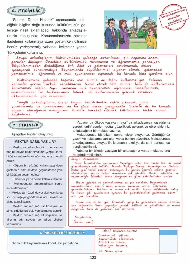4. Sınıf Türkçe Ders Kitabı Cevapları Ada Yayınları Sayfa 128 Çözüm Görseli