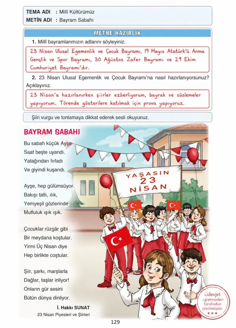 4. Sınıf Türkçe Ders Kitabı Cevapları Ada Yayınları Sayfa 129 Çözüm Görseli
