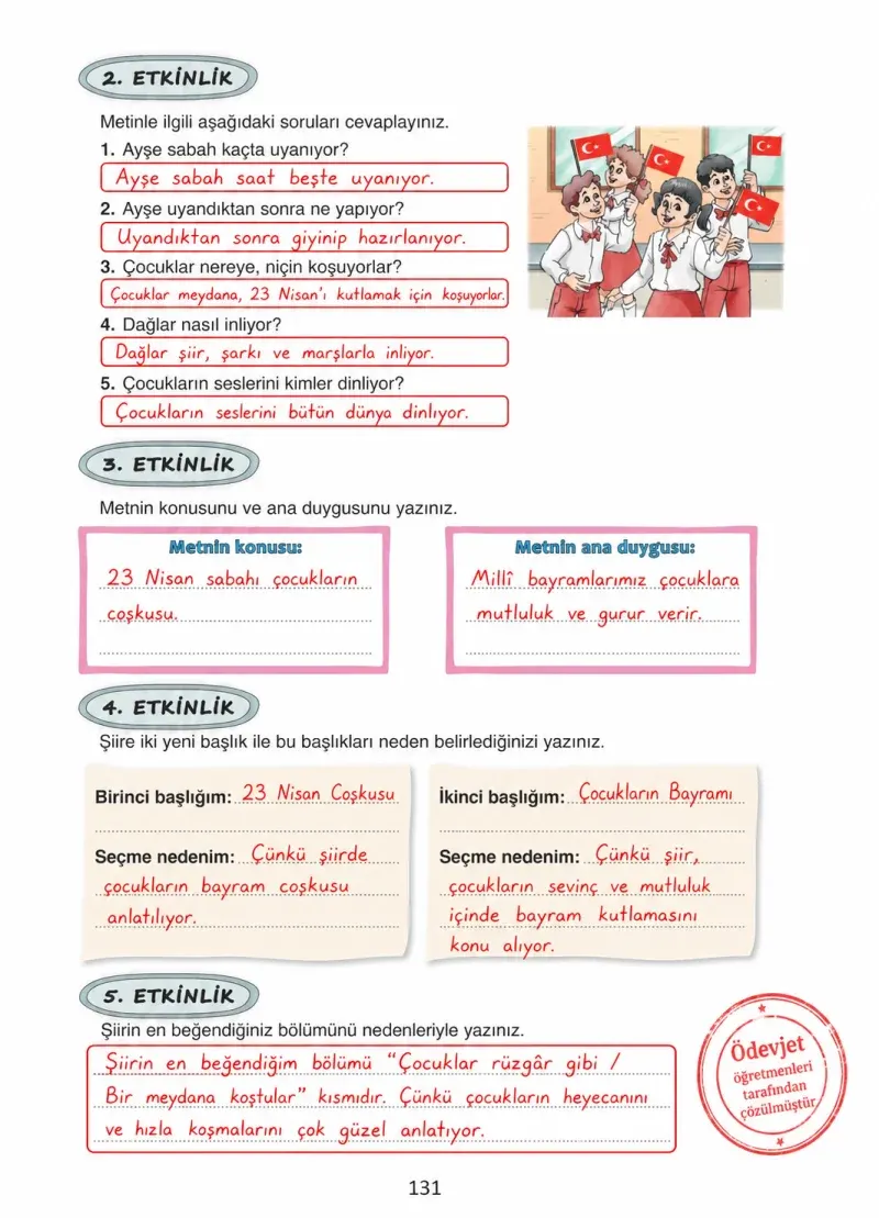 4. Sınıf Türkçe Ders Kitabı Cevapları Ada Yayınları Sayfa 131 Çözüm Görseli