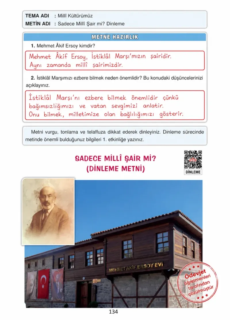 4. Sınıf Türkçe Ders Kitabı Cevapları Ada Yayınları Sayfa 134 Çözüm Görseli