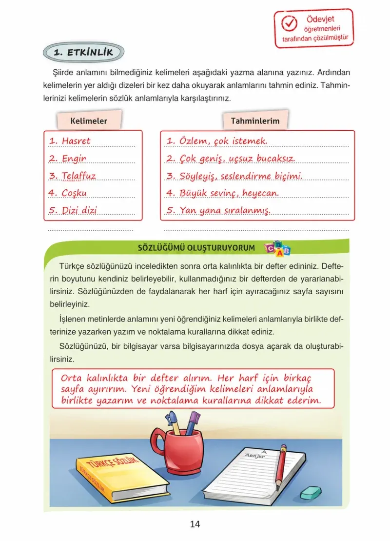 4. Sınıf Türkçe Ders Kitabı Cevapları Ada Yayınları Sayfa 14 Çözüm Görseli