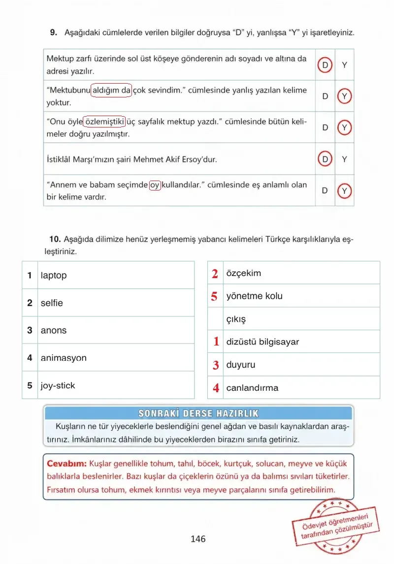 4. Sınıf Türkçe Ders Kitabı Cevapları Ada Yayınları Sayfa 146 Çözüm Görseli