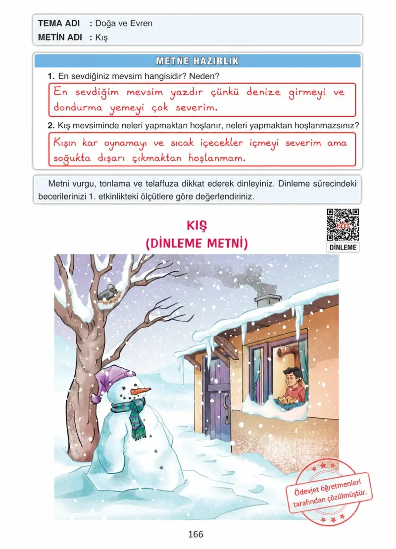 4. Sınıf Türkçe Ders Kitabı Cevapları Ada Yayınları Sayfa 166 Çözüm Görseli